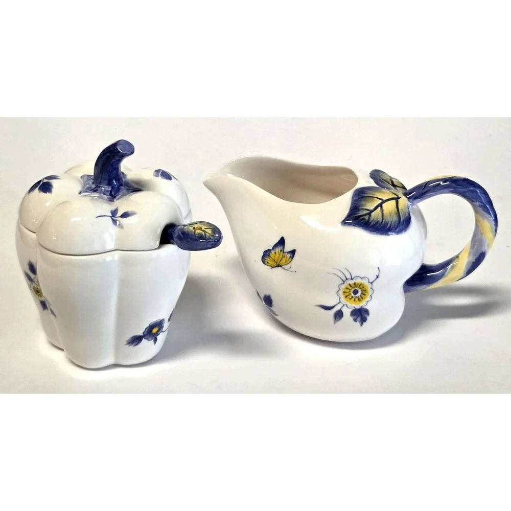 Spode Imperial Garden Completer Set Sugar & Creamer Set Porcelain Lid & Spoon